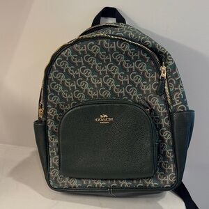 Coach Patterned Green and Black Backpack